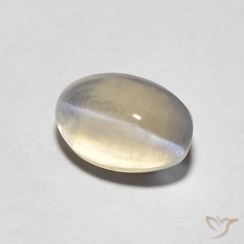 Silimanita Ojo de Gato Marrón amarillo claro natural de 1.44 ct, Ovalada, Transparente