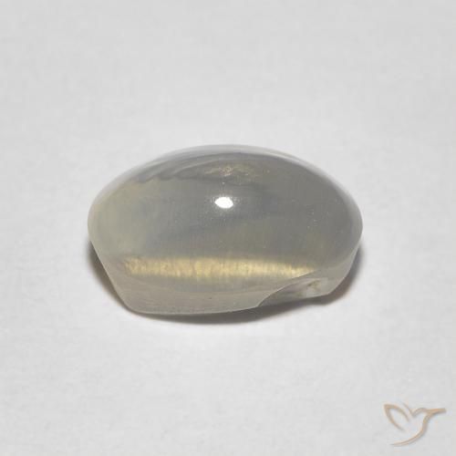 Silimanita Ojo de Gato Marrón amarillo claro natural de 1.44 ct, Ovalada, Transparente