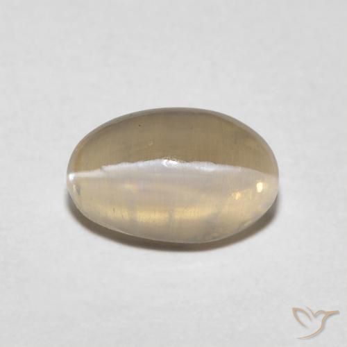 0.97ct Natural Marrón muy claro Silimanita Ojo de Gato, Ovalada, Transparente