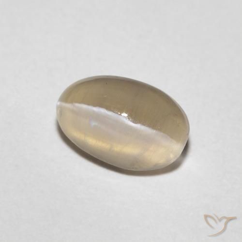 Silimanita Ojo de Gato Marrón muy claro natural de 0.97 ct, Ovalada, Transparente