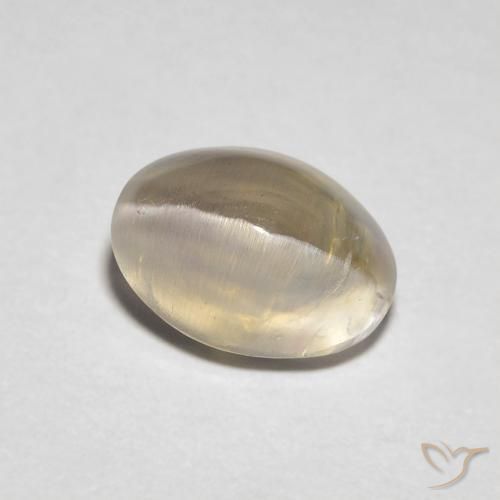 Silimanita Ojo de Gato Marrón amarillo claro natural de 1.30 ct, Ovalada, Transparente