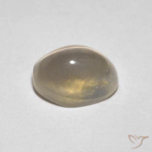 Silimanita Ojo de Gato Marrón amarillo claro natural de 1.30 ct, Ovalada, Transparente