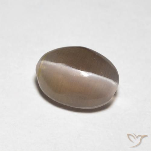 Silimanita Ojo de Gato Marrón medio natural de 0.88 ct, Ovalada, Transparente