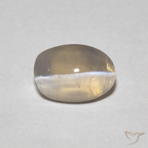 0.93ct Natural Marrón amarillo claro Silimanita Ojo de Gato, Ovalada, Transparente