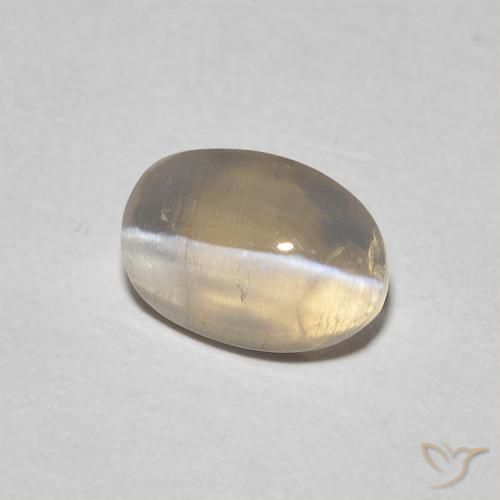 Silimanita Ojo de Gato Marrón amarillo claro natural de 0.93 ct, Ovalada, Transparente