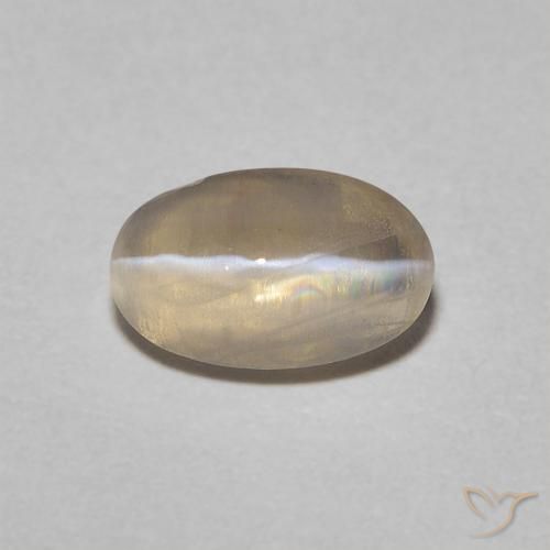 Silimanita Ojo de Gato Marrón amarillo claro natural de 0.76 ct, Corte Óvalo, Transparente