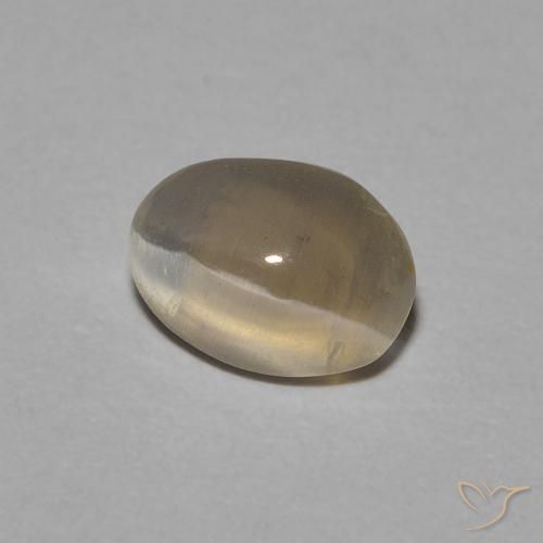 Silimanita Ojo de Gato Marrón amarillo claro natural de 0.81 ct, Ovalada, Transparente