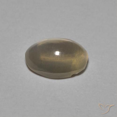 Silimanita Ojo de Gato Marrón amarillo claro natural de 0.81 ct, Ovalada, Transparente