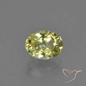 Sillimanita Amarillo  verdoso natural de 1.58 ct, Ovalada, VS