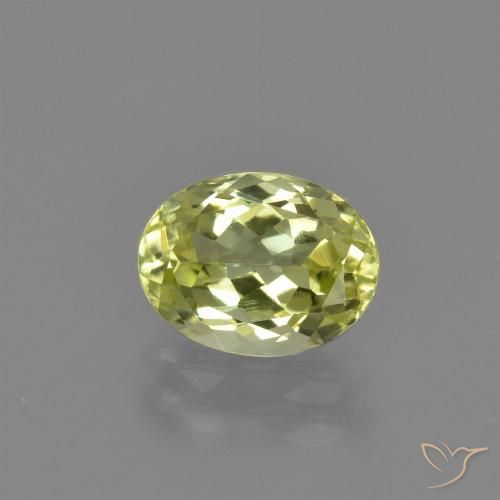 1.55ct Natural Verde amarillo Silimanita, Ovalada, VVS