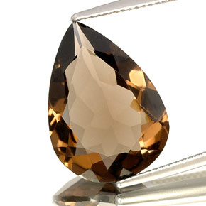 Cuarzo ahumado marrón natural de 10,97 ct, en forma de pera, VVS