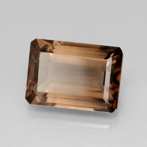 Cuarzo ahumado marrón natural de 7,71 ct, corte esmeralda, VS