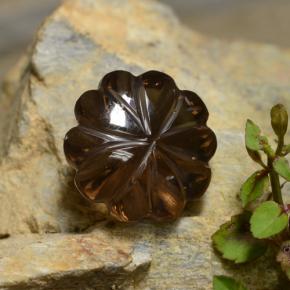 Cuarzo ahumado marrón natural de 12,12 ct, corte flor, transparente