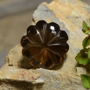 Cuarzo ahumado marrón natural de 12,12 ct, corte flor, transparente