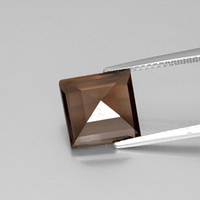 Cuarzo ahumado marrón natural de 4,03 ct, cuadrado, VVS-VS