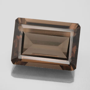 Cuarzo ahumado marrón natural de 13,71 ct, corte esmeralda, VS