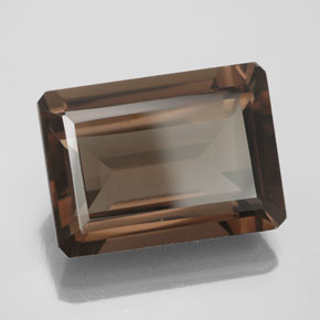 Cuarzo ahumado marrón natural de 13,71 ct, corte esmeralda, VS