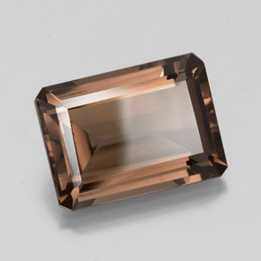 Cuarzo ahumado marrón natural de 11,42 ct, corte esmeralda, VVS-VS