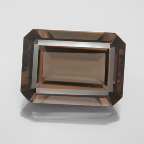 Cuarzo ahumado marrón natural de 12,60 ct, corte esmeralda, VS