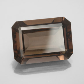 Cuarzo ahumado marrón natural de 12,60 ct, corte esmeralda, VS