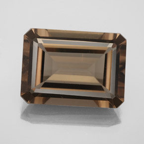 Cuarzo ahumado marrón natural de 12,75 ct, corte esmeralda, VS