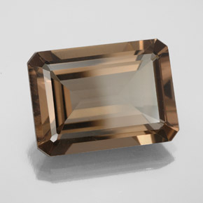 Cuarzo ahumado marrón natural de 12,75 ct, corte esmeralda, VS