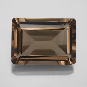 Cuarzo ahumado marrón natural de 14,61 ct, corte esmeralda, VS