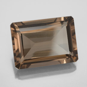 Cuarzo ahumado marrón natural de 14,61 ct, corte esmeralda, VS