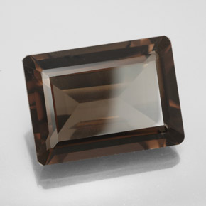 Cuarzo ahumado marrón natural de 13,44 ct, corte esmeralda, VS