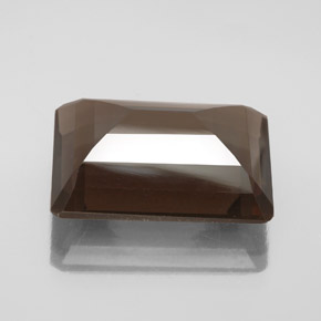 Cuarzo ahumado marrón natural de 13,44 ct, corte esmeralda, VS