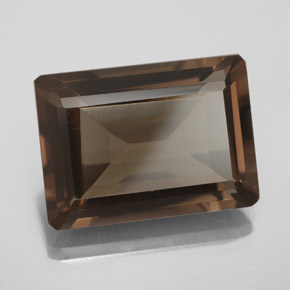 Cuarzo ahumado marrón natural de 13,80 ct, corte esmeralda, VVS-VS