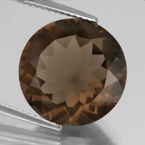Cuarzo ahumado marrón natural de 7,25 ct, corte redondo, VS