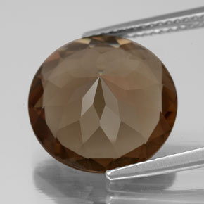 Cuarzo ahumado marrón natural de 7,25 ct, corte redondo, VS