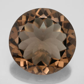 Cuarzo ahumado marrón natural de 21,68 ct, corte redondo, VS