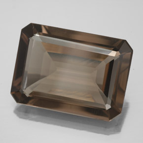 Cuarzo ahumado marrón natural de 10,70 ct, corte esmeralda, VS