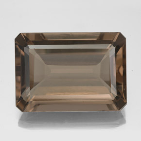 Cuarzo ahumado marrón natural de 13,62 ct, corte esmeralda, VS