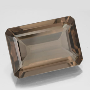 Cuarzo ahumado marrón natural de 13,62 ct, corte esmeralda, VS