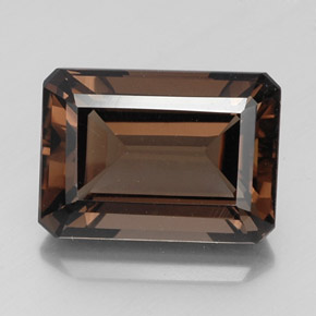 Cuarzo ahumado marrón natural de 16,65 ct, corte esmeralda, VS