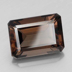 Cuarzo ahumado marrón natural de 16,65 ct, corte esmeralda, VS