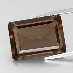 Cuarzo ahumado marrón natural de 12,92 ct, corte esmeralda, VVS-VS