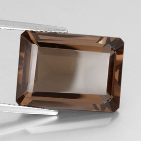Cuarzo ahumado marrón natural de 12,92 ct, corte esmeralda, VVS-VS