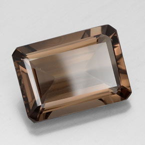 Cuarzo ahumado marrón natural de 13,06 ct, corte esmeralda, VVS-VS