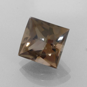 Cuarzo ahumado marrón natural de 4,37 ct, cuadrado, transparente