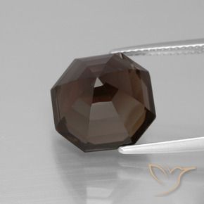 cuarzo ahumado Marrón oscuro natural de 8.77 ct, Corte Octágono / Esmeralda, VVS-VS