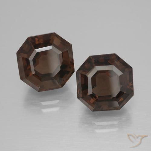 Gemas de cuarzo ahumado Marrón nogal natural de 10.34 ct, Corte Octágono / Esmeralda, VVS-VS