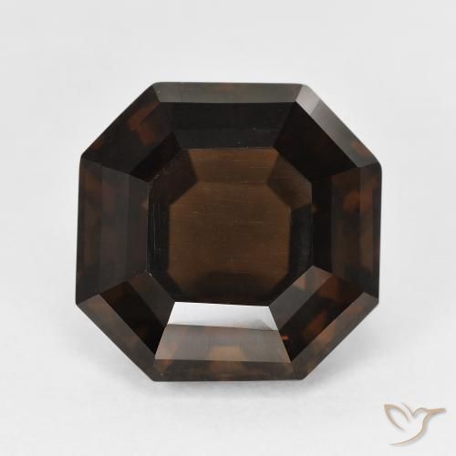 7.34ct Natural Marrón oscuro cuarzo ahumado, corte esmeralda, VVS
