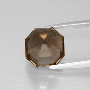Cuarzo ahumado marrón chocolate natural de 4,60 ct, corte esmeralda, VS