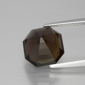 Cuarzo Ahumado Marrón oscuro natural de 5.71 ct, corte esmeralda, VVS-VS