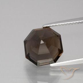 cuarzo ahumado Marrón oscuro natural de 5.43 ct, Corte Octágono / Esmeralda, VVS