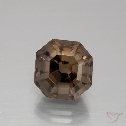 5.11ct Natural Marrón chocolate cuarzo ahumado, corte esmeralda, VS